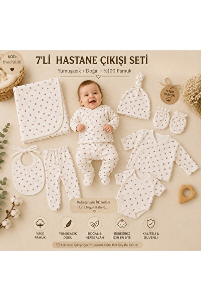 thechild baby collection Yenidoğan Bebek %100 Organik Pamuklu 7’li Hastane Çı...