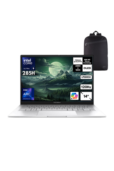 ASUS Zenbook 14 Ultra 9-285H 32GB 2TB Arc140T 14" OLED Win 11 Pro +S.Çantası ...