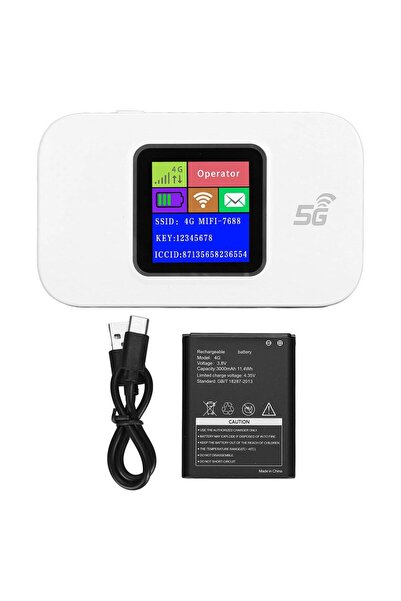 Apera Onezero M5 4G LTE Taşınabilir Mobil WiFi Modem Router – LCD Ekranlı, 300 Mbps Yüksek Hızlı, 3000 mAh Bataryalı Şarj Edilebilir Cep Wi-Fi (10 Cihaza Kadar Destek)