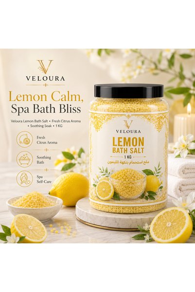 Veluora LEMON SPA SALT 1KG – REFRESHING & ENERGIZING BATH SALT FOR BODY & FOO...