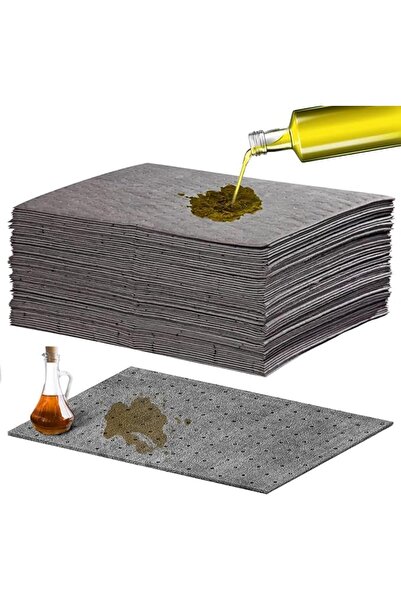 GENERAL 50 Pcs Oil Absorbent Pads, Oil Absorbing Sheets 10" x 13" Oil Spill M...