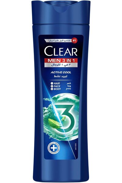 Clearprint شامبو كلير 3 في 1 للرجال، شامبو مضاد للقشرة للشعر والوجه والجسم، أ...