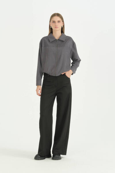 Nihan Striped Short Jacket - Smoked