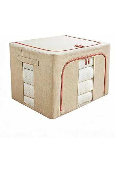 GENERAL 66L Foldable Clothes Storage Box, Linen Fabric Storage Organizer with...