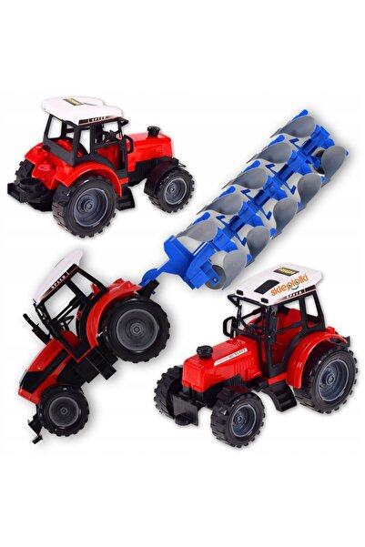 Skleplolki Tractor agricol de jucărie cu remorcă și plug