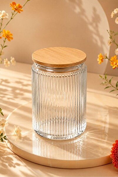 Sarina Glass Vakumlu Bambu Kapaklı Cam Kavanoz 1500 cc