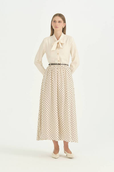 Nihan Beli Gathered Skirt - Beige