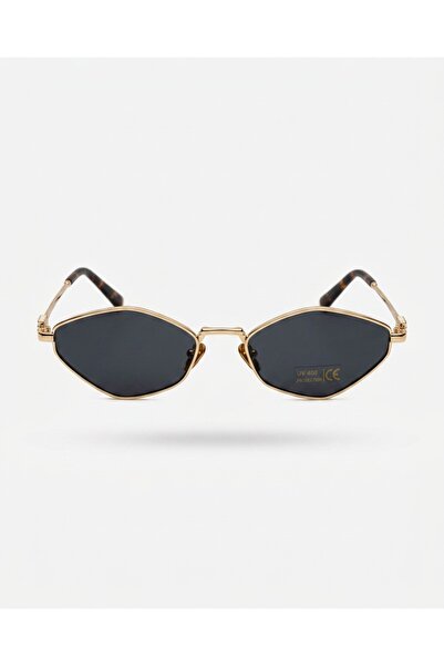 funeyes Pulse Gold Black Triangle Geometric Cut Metal Sunglasses Trend Design
