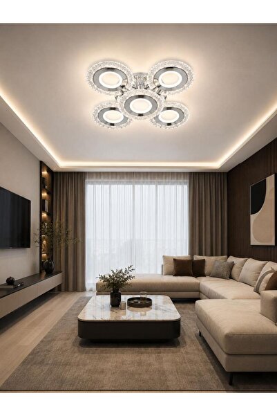 Eray Aydınlatma A017-4+1 Krom Dimmer Kumandalı Led Avize