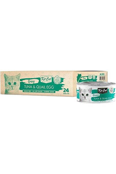 Kit Cat تونة مع مرق اللحم وبيض السمان، 70 غرام، عبوة من 24 قطعة