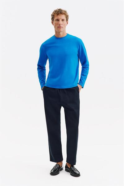 GIESTO basic™ Uzun Kol Regular Fit Saks T-Shirt