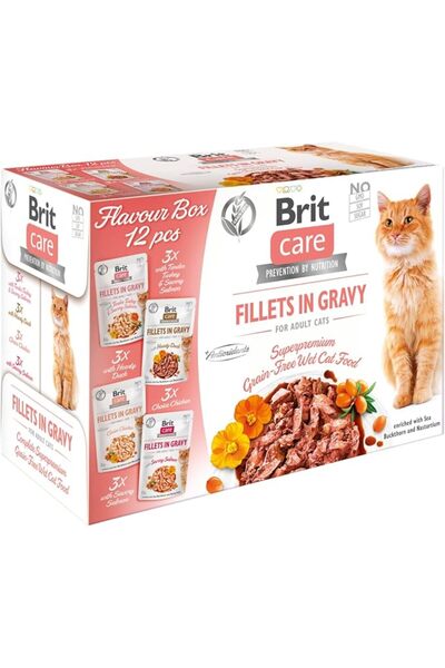 Brit كار كات فيليه للقطط البالغة بنكهة المرق - علبة تحتوي على 12 × 85 جرام