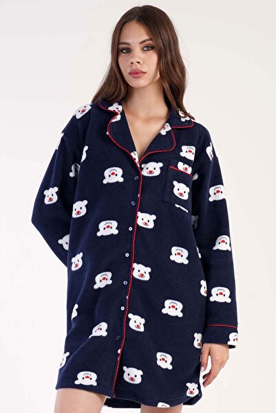 Aytuğ&Mısırlı Women's Polar Fleece Long Sleeve Dress Navy Blue