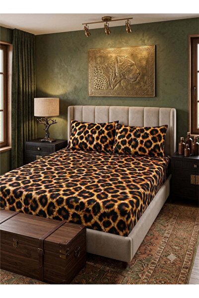 ZeeSquare Leopard Print Fitted Bedsheet Set 3 Piece – Premium 100% Cotton Bed...