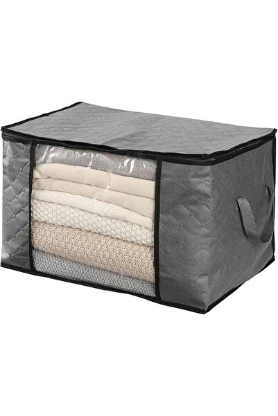 Lawazim Foldable Thick Fabric Blanket Storage Bags With Handle -Grey- Storage...