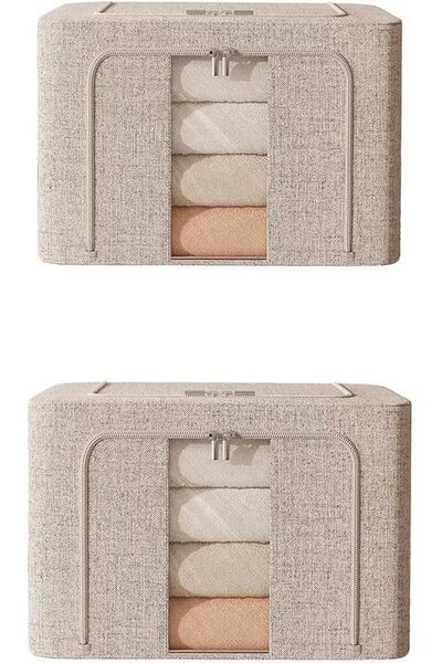 Paporich 2 Pack Clothes Organizer Box Storage, Foldable Metal Frame Clothing ...