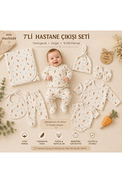 thechild baby collection Yenidoğan Bebek %100 Organik Pamuklu 7’li Hastane Çı...