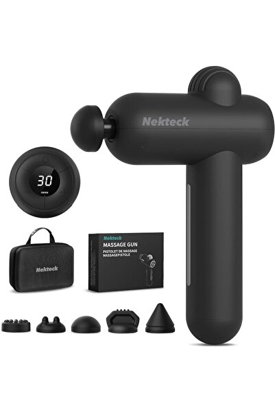 Nekteck مسدس تدليك للأنسجة العميقة، بطول 12 مم، و30 سرعة، و5 ملحقات لاسترخاء ...