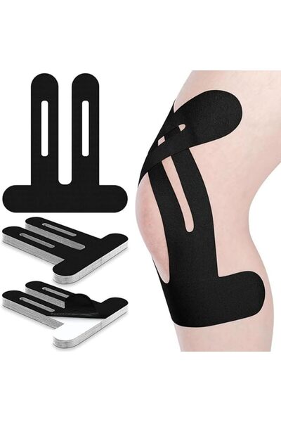 Tazweeq 30 Pack 22x25cm Pre Cut Kinesiology Tape, Black Elastic Sports Tape f...