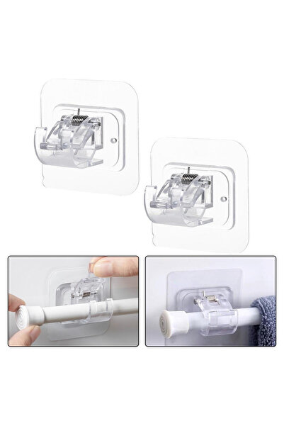 ENZ SHOP Suport autoadeziv pentru bară de perdea, transparent, 7 x 7 cm, set ...