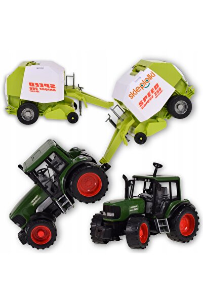 Skleplolki Tractor agricol de jucărie cu presă de balotat și remorcă