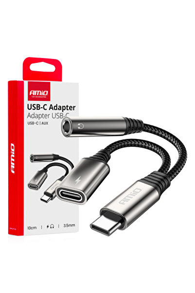 AMIO Adaptor splitter USB-C la USB-C + Mini Jack 3.5mm 10cm AMIO-04295