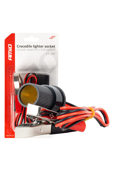 AMIO Adaptor priză brichetă cu cleme crocodil, ieșire 12V 24V, 100cm AMIO-03804