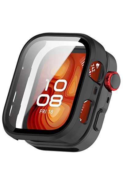 BizonMobile Θήκη με σκληρυμένο γυαλί για Huawei Watch Fit 4 Pro, Μαύρο ματ