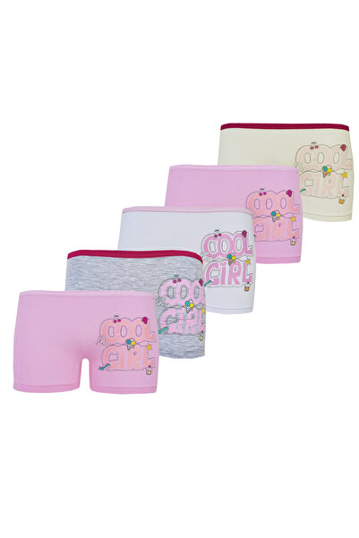Hepsine Rakip 5-Pack Girls' Boxers Colorful Printed Cheerful