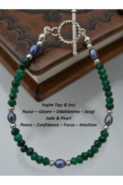 Stoneage Ceyt and Black Pearl Design Bracelet - Green -