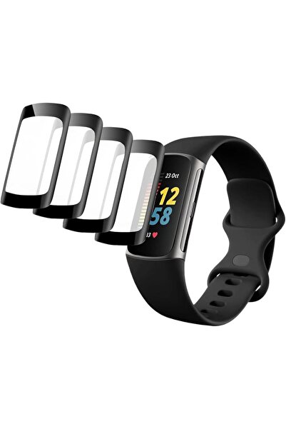 GENERAL مجموعة من 4 واقيات شاشة من مادة TPU لساعة Fit Bit Charge 6، غطاء حماي...