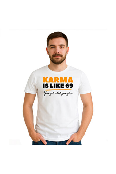 Fruit of the loom Tricou barbat KARMA este ca 69, ai ce ai dat.