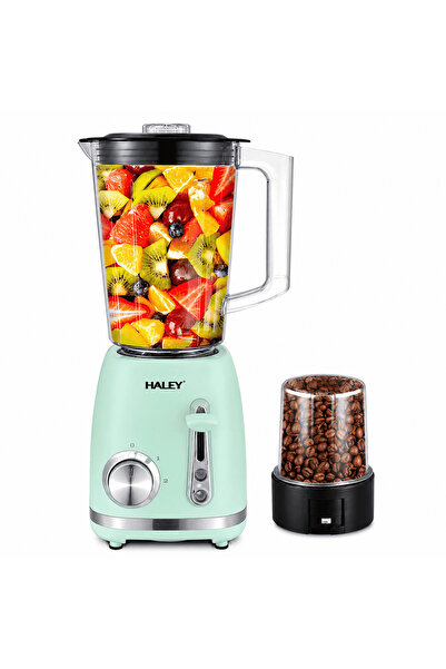 HALEY Blender 2 în 1 HY-2962, 500W, Recipient 1.5L, 2 Viteze +Funcție Pulse, Râșniță,Zdrobire Gheață
