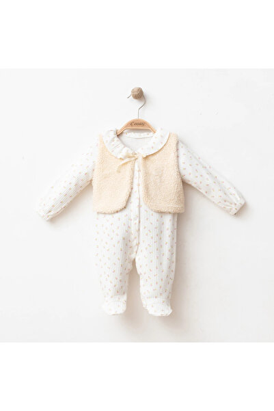 DIDuStore Coşay Baby Girl 6-9-12 Months Plush Vested Jumpsuit