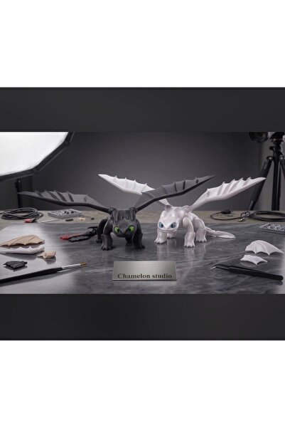 Chamelon Studio Dişsiz ve Işığın Öfkesi Detaylı Ejderha Figür Seti 20 CM