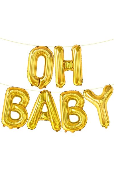 KATCHON , Gold Oh Baby 10pc Balloon - 16 Inch for Gender Reveal, Baby Shower ...
