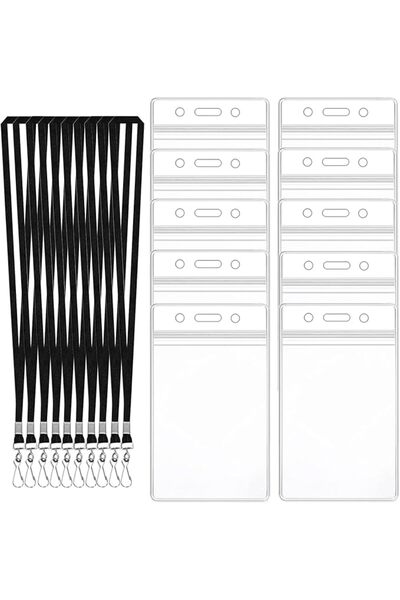 OriTi 20 PCS Plastic Name Badge Holders with Lanyard Clear Waterproof ID Badg...