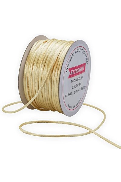 GENERAL 2mm Champagne Braided Satin Cord - Macrame and Silk Thread for DIY Je...