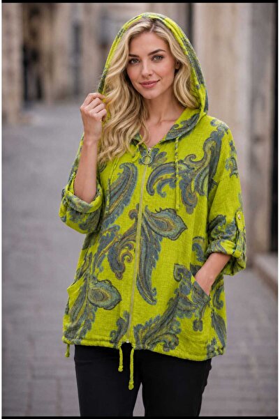 MARWARİ OTANTİK BUTİK New Season Italian Cotton Zippered Shawl Pattern 4Mevis...