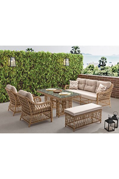 Balconica Dora Rattan Balkon Bahçe Oturma Grubu (3-1-1)