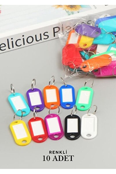 Renkli İsim Etiketli 10 Adet Plastik pvc şeffaf pencereli Anahtarlık