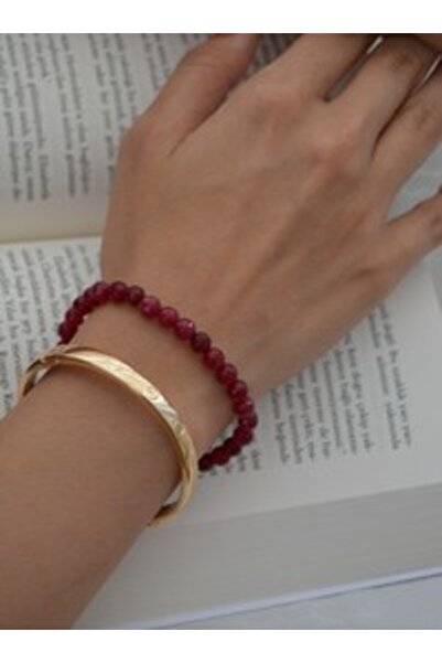 Stoneage Faceted Cut Ceyt Stone and Kellepçe Bilrklik - Gold Color -