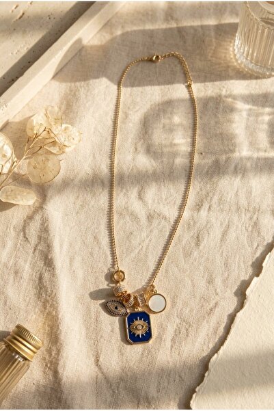 SR Jewelry Box 🧿 Nazar Boncuklu Güneş Figürlü Charm Kolye – Çoklu Figürlü Şı...