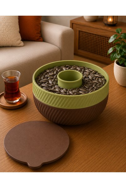 Smug Design 3D Pistachio Pratik Çöp Hazneli Çerezlik Kase