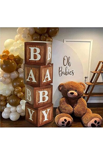 Soofam Birthday Party Decoration Balloon Boxes, 4 Wood Grain Brown Boxes with...