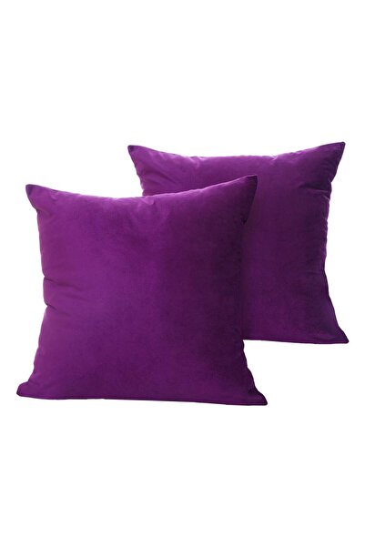 COM LIVING HOUSE Set de 2 fețe de pernă 35 x 35 cm din bumbac ranforce mov închis