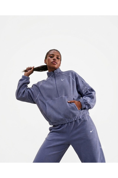 Nike One Kadın Therma-FIT Yarım Fermuarlı polar Üst sweatshirt