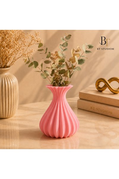 BT STUDİOM Vazo Modern Estetik 3D Baskı, Dekoratif, Bohem Beyaz -- 15 cm --