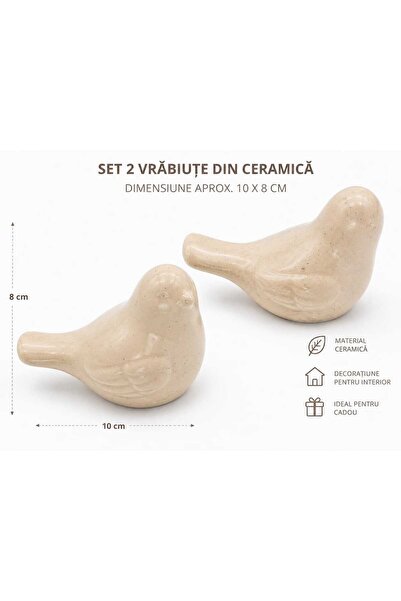 Generic Brand Set 2 vrăbiuțe decorative din ceramică