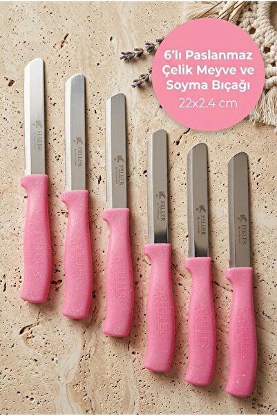 Atbyhome Feller 6'lı Lazer Tırtıklı Paslanmaz Çelik Sebze Meyve Bıçağı 22x2.4...